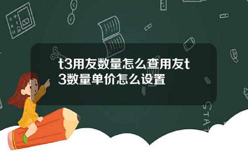 t3用友数量怎么查用友t3数量单价怎么设置