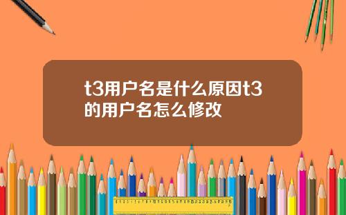 t3用户名是什么原因t3的用户名怎么修改