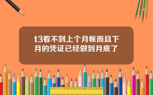 t3看不到上个月帐而且下月的凭证已经做到月底了