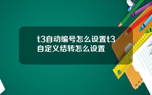 t3自动编号怎么设置t3自定义结转怎么设置