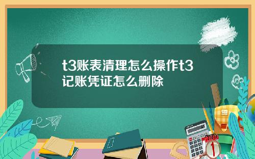 t3账表清理怎么操作t3记账凭证怎么删除