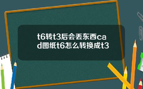 t6转t3后会丢东西cad图纸t6怎么转换成t3