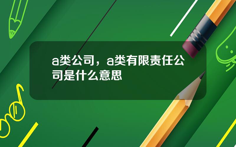 a类公司，a类有限责任公司是什么意思