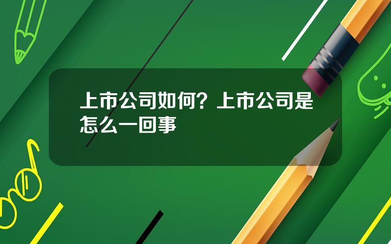 上市公司如何？上市公司是怎么一回事