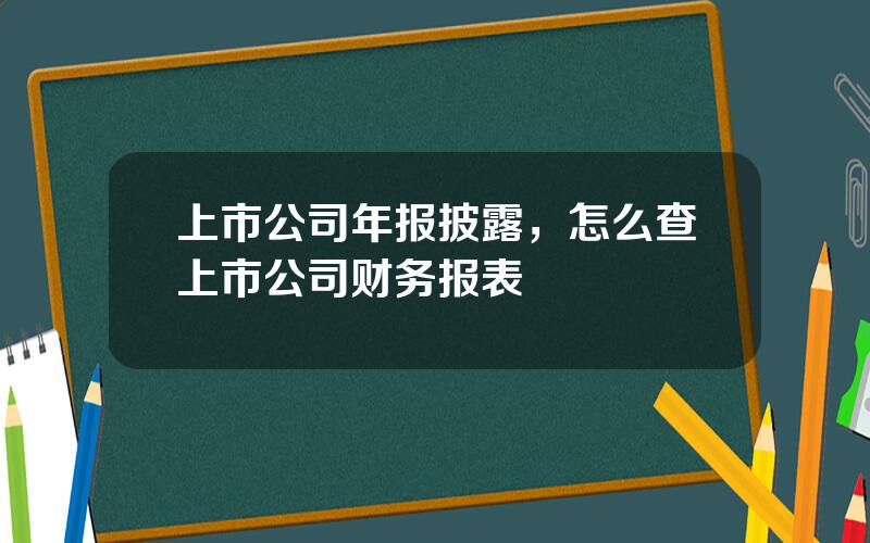 上市公司年报披露，怎么查上市公司财务报表