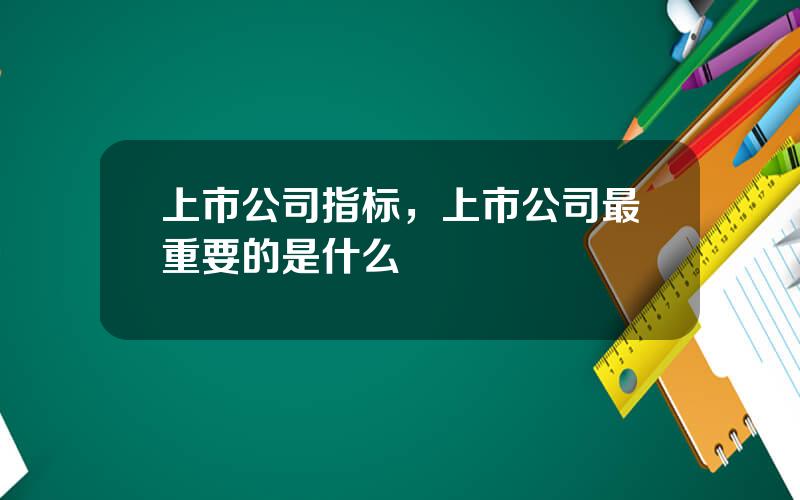 上市公司指标，上市公司最重要的是什么