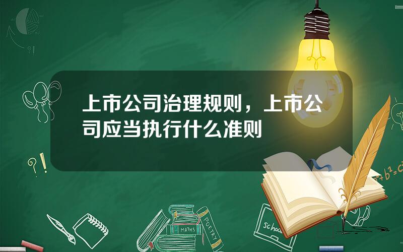 上市公司治理规则，上市公司应当执行什么准则