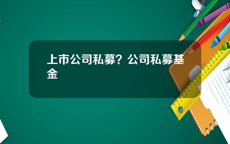 上市公司私募？公司私募基金