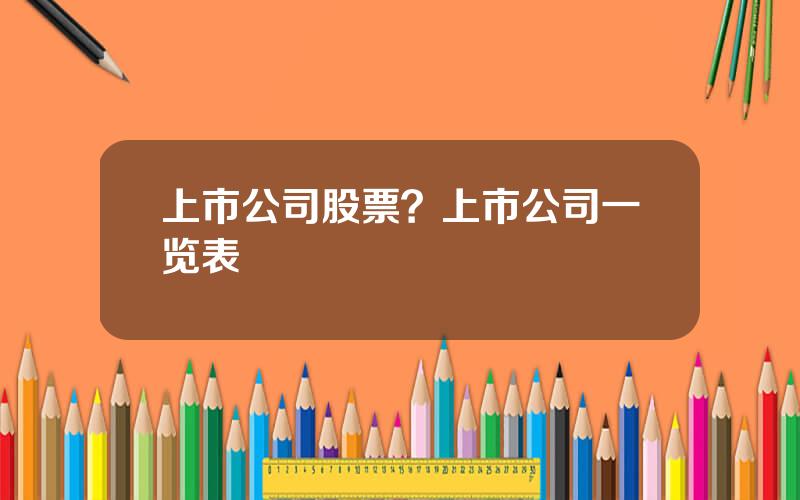 上市公司股票？上市公司一览表