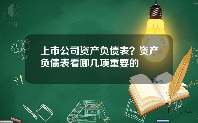 上市公司资产负债表？资产负债表看哪几项重要的