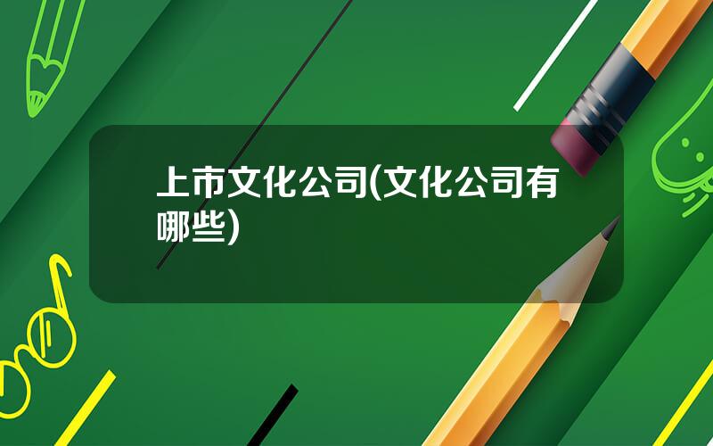 上市文化公司(文化公司有哪些)