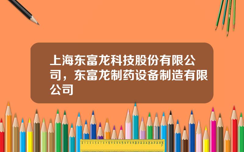 上海东富龙科技股份有限公司，东富龙制药设备制造有限公司