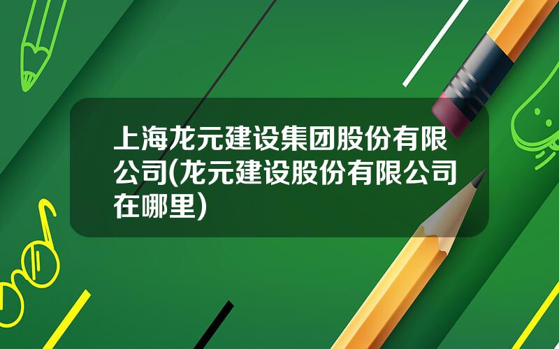 上海龙元建设集团股份有限公司(龙元建设股份有限公司在哪里)