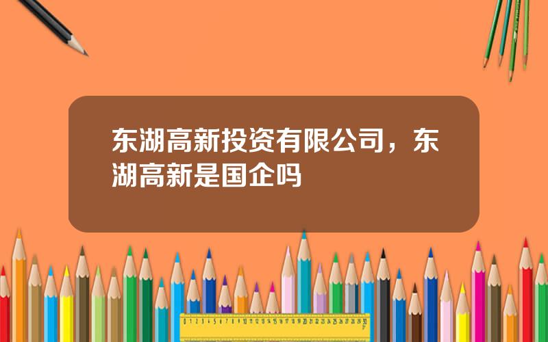 东湖高新投资有限公司，东湖高新是国企吗