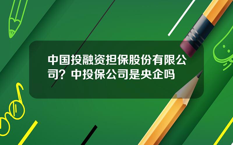 中国投融资担保股份有限公司？中投保公司是央企吗