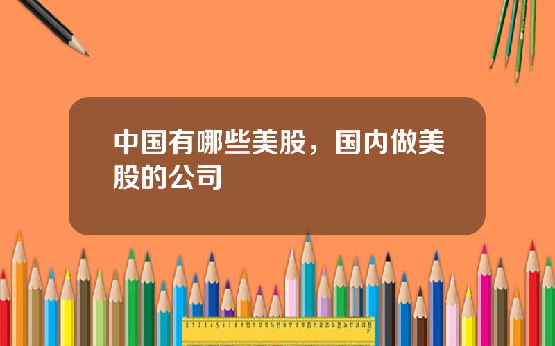 中国有哪些美股，国内做美股的公司