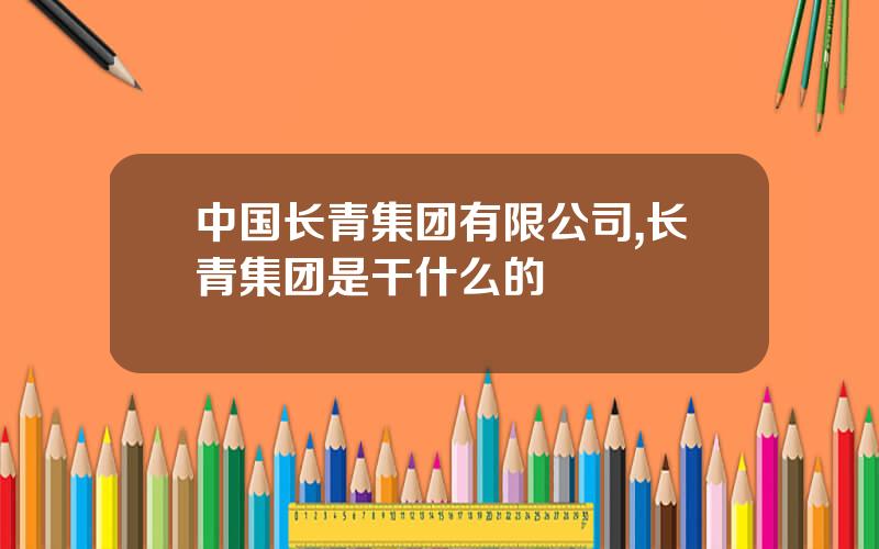 中国长青集团有限公司,长青集团是干什么的