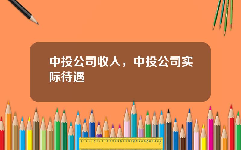 中投公司收入，中投公司实际待遇