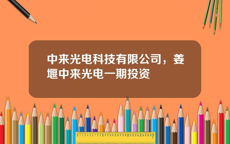 中来光电科技有限公司，姜堰中来光电一期投资