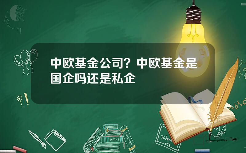 中欧基金公司？中欧基金是国企吗还是私企