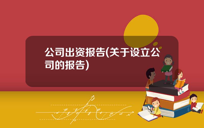 公司出资报告(关于设立公司的报告)
