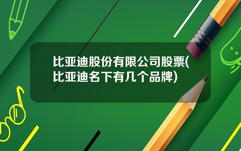 比亚迪股份有限公司股票(比亚迪名下有几个品牌)