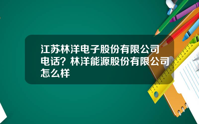 江苏林洋电子股份有限公司电话？林洋能源股份有限公司怎么样