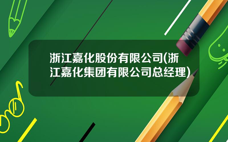 浙江嘉化股份有限公司(浙江嘉化集团有限公司总经理)
