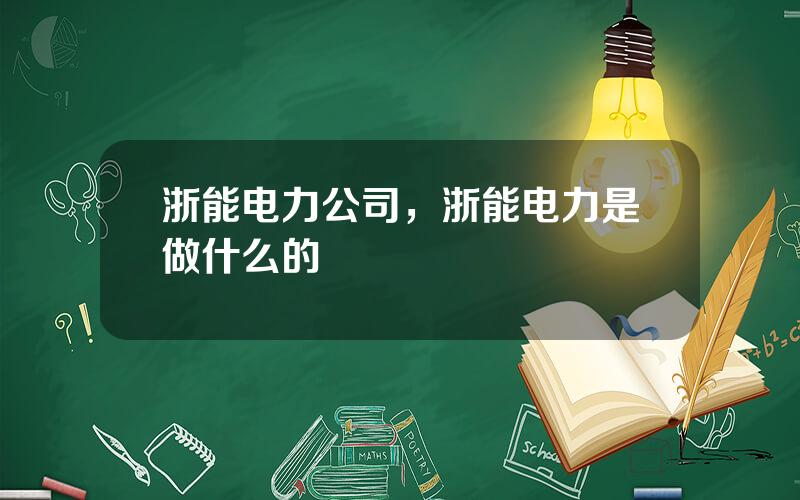 浙能电力公司，浙能电力是做什么的