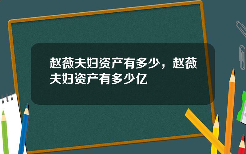 赵薇夫妇资产有多少，赵薇夫妇资产有多少亿